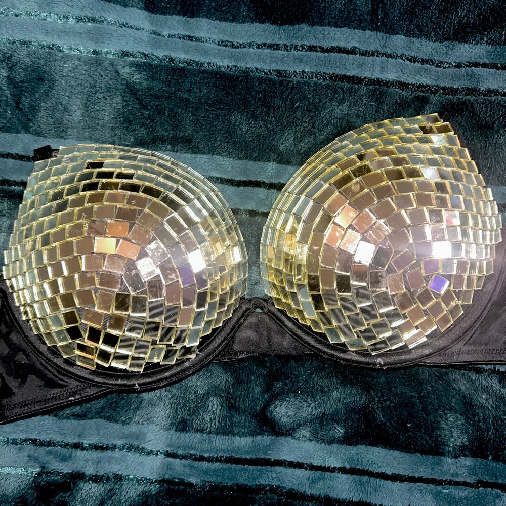 Gold Disco Rave Bra